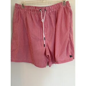 Men's Chaps Swimwear Red/White Seersucker Preppy Sz 2XL